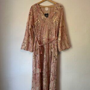 Anthropologie X Anna Sui Kenai embellished Sequins Side Slit Midi Dress  - XL
